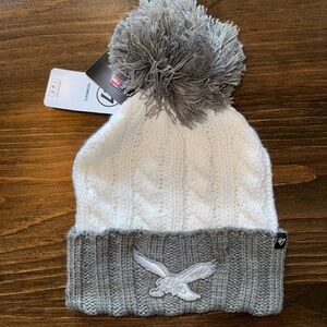 NWT 47 (OS) Brand New White//Grey NFL Philadelphia Eagles Knit Beanie